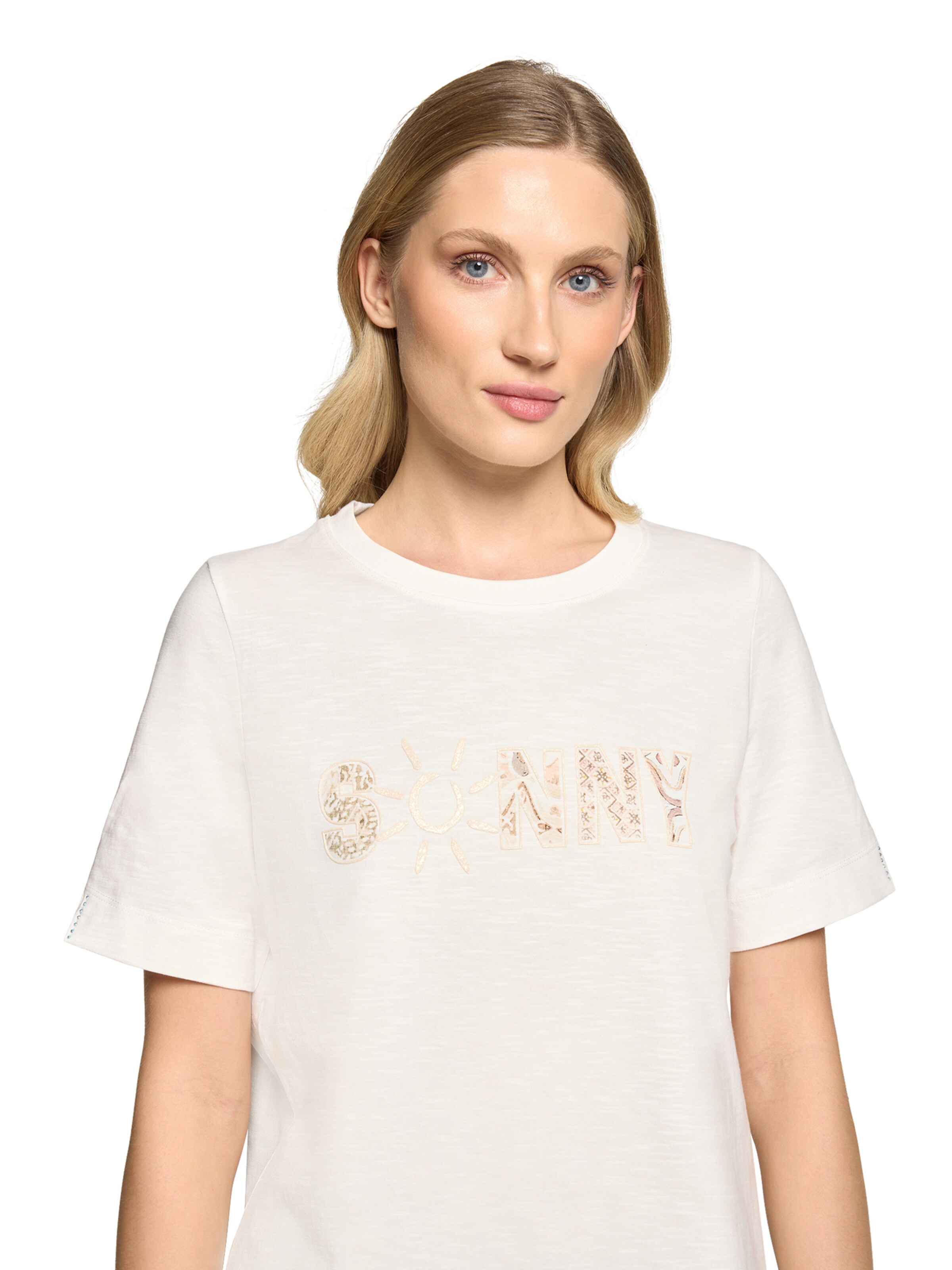 Cartoon Printshirt mit Rundhalsausschnitt in Weiß