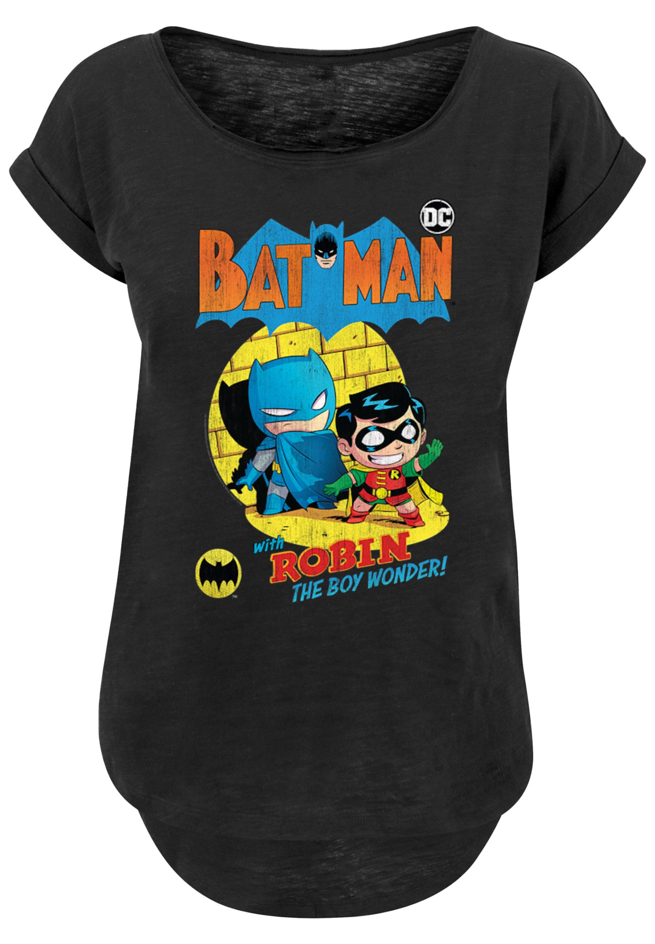 Maglietta 'Super Friends Batman The Boy Wonder and Batman' di F4NT4STIC in nero: frontale