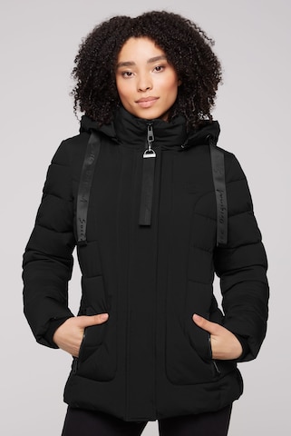 Soccx Puffer-Jacke mit abtrennbarer Kapuze in Schwarz: Vorderseite