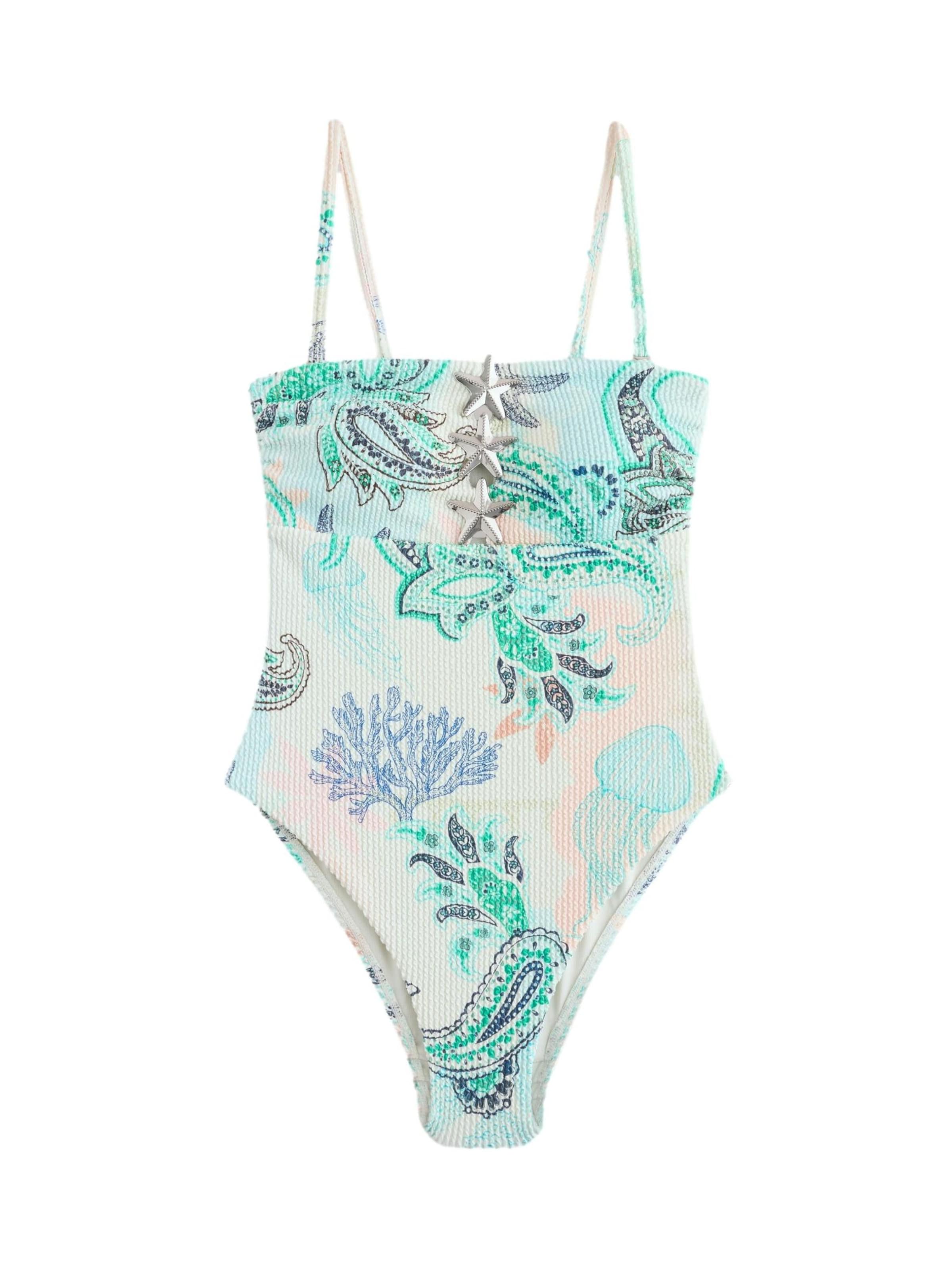 Next Badpak in S in de kleur Navy / Turquoise / Lichtblauw / Pastelroze, Productweergave