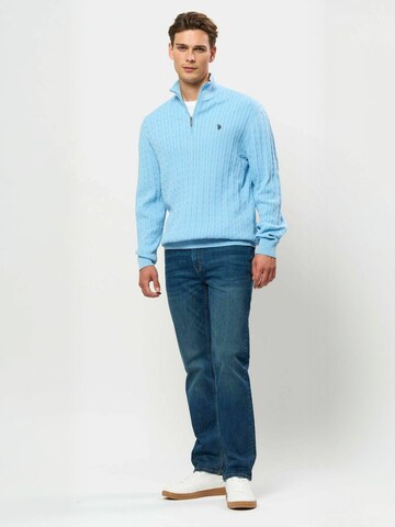 U.S. POLO ASSN. Neulepaita ' UMRomeo Half-zip ' värissä sininen