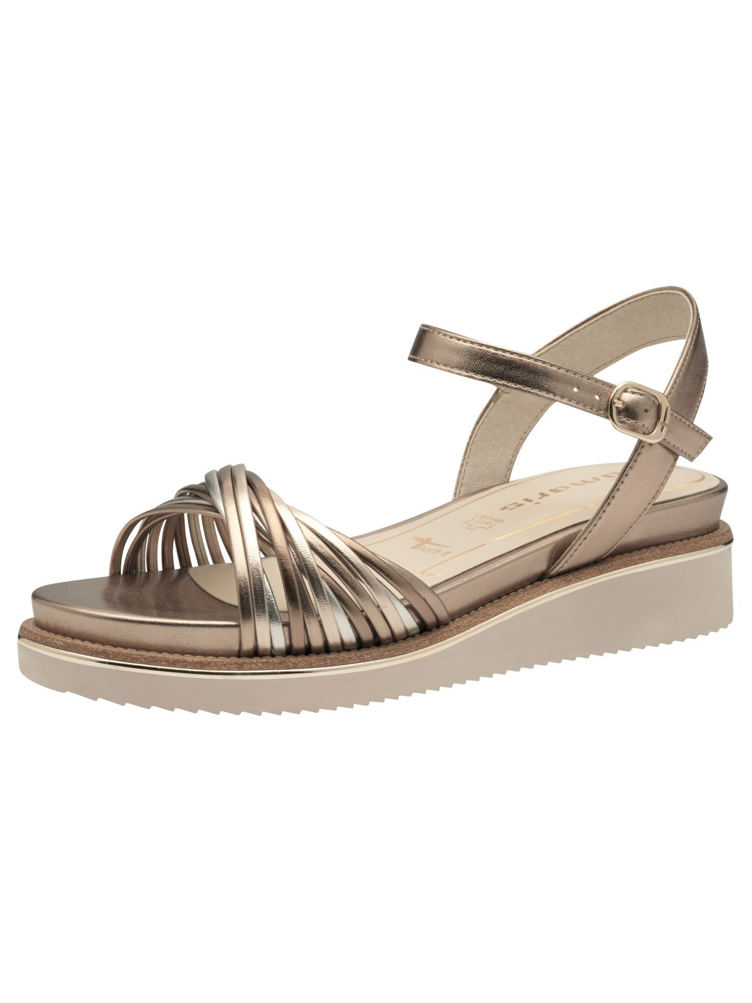 Sandales à lanières Tamaris en or : devant