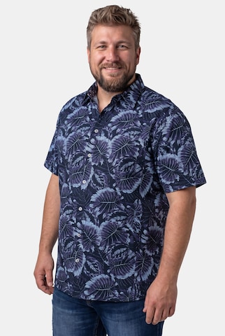 Men Plus Comfort fit Button Up Shirt in Blue