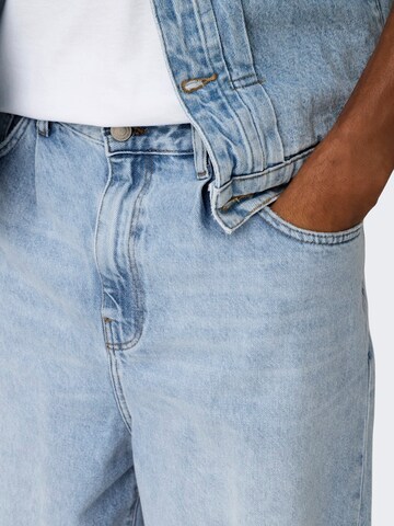 Only & Sons - Pierna ancha Pantalón vaquero plisado 'ONSCARL' en azul