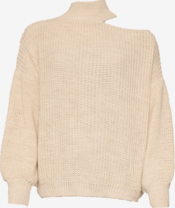 SASSYCLASSY Oversized Sweater in Beige: front