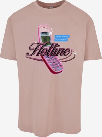 MT Upscale T-shirt 'Hotline' i beige: framsida
