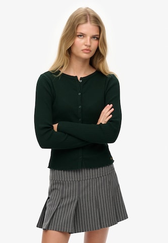 Superdry Gebreid vest in Groen: voorkant