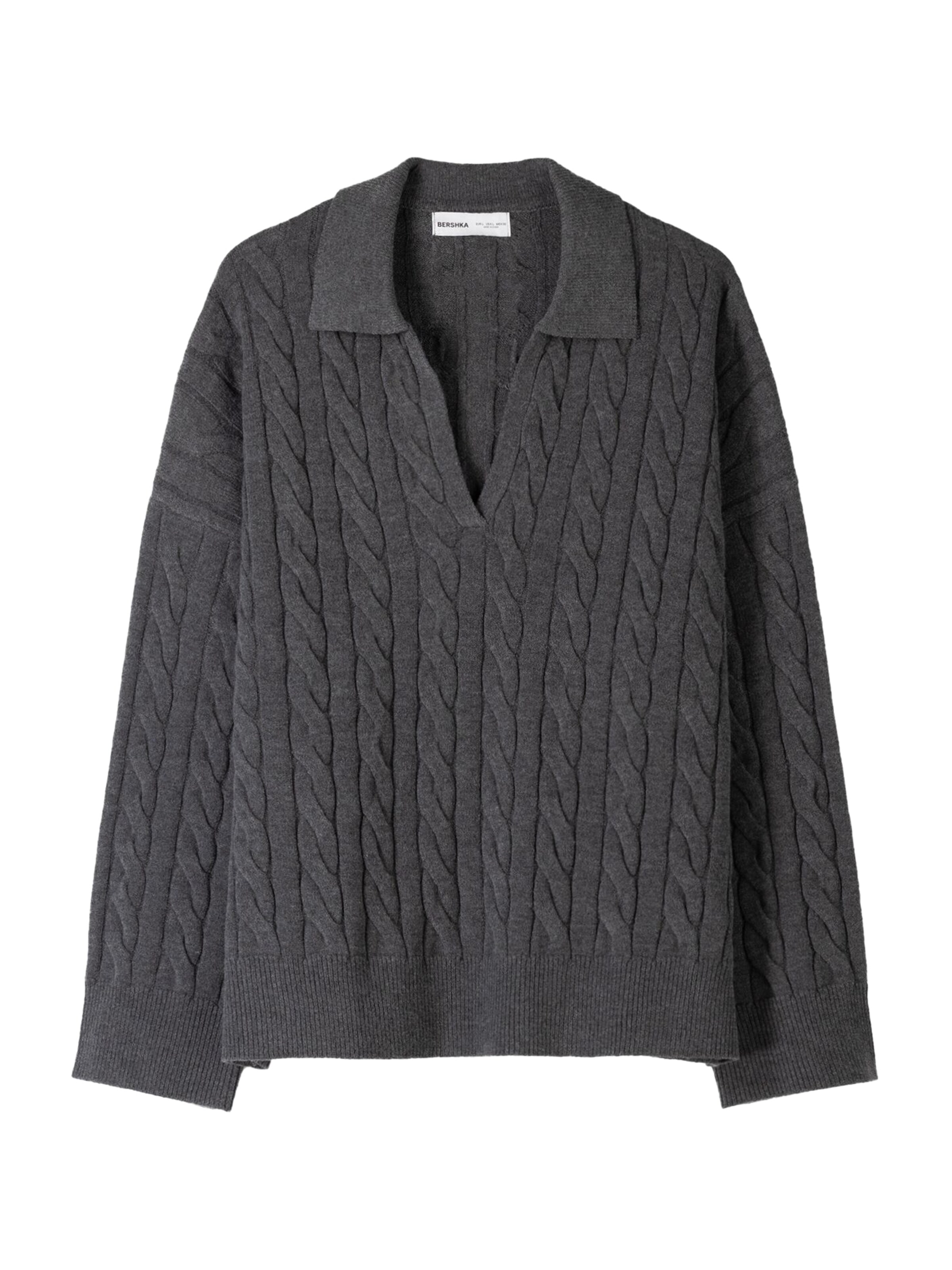 BershkaPulover - siva boja: prednji dio