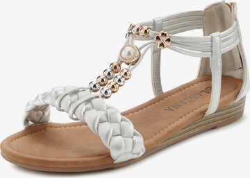 LASCANA Sandalen met riem in Grijs: voorkant