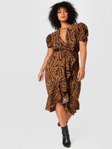 Nasty Gal Plus Dress 'Easy' in Brown: front
