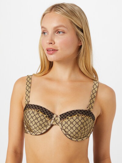 Sutien costum de baie River Island pe maro deschis / maro închis / auriu, Vizualizare model
