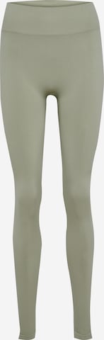 Skinny Pantalon de sport 'Hiit' Hummel en vert : devant