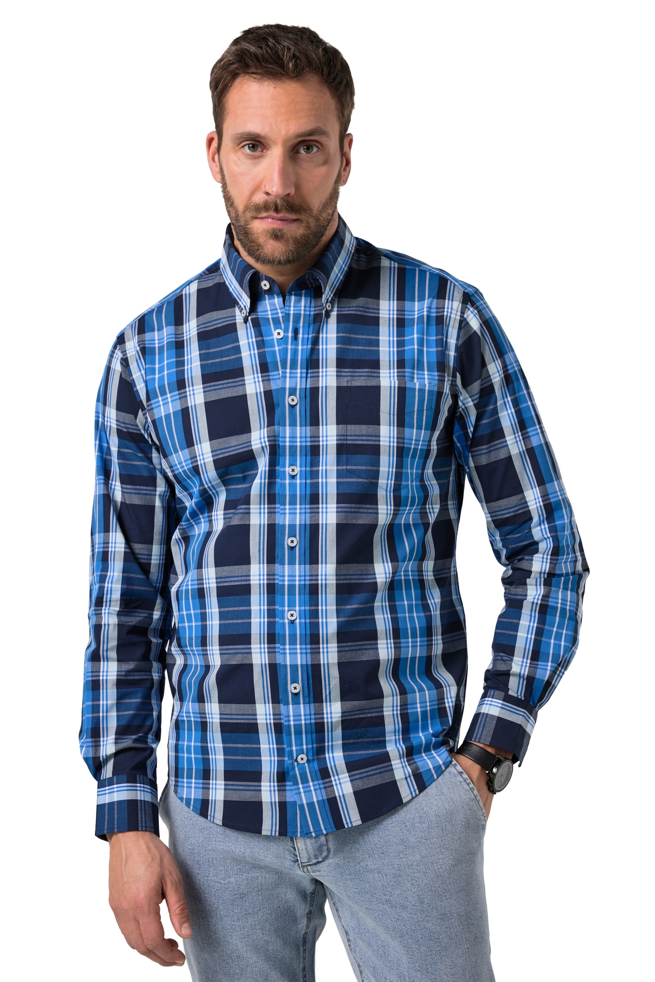 JP1880 Regular fit Button Up Shirt in Blue: front