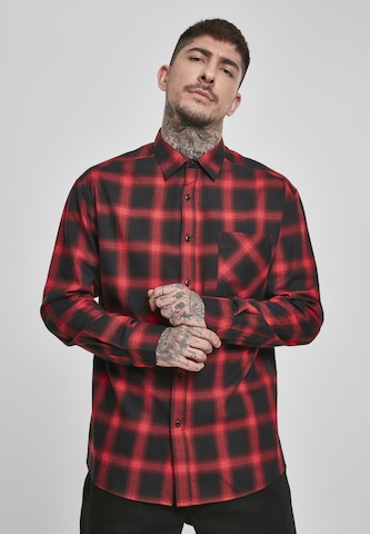 Urban Classics Comfort fit Button Up Shirt in Red: front