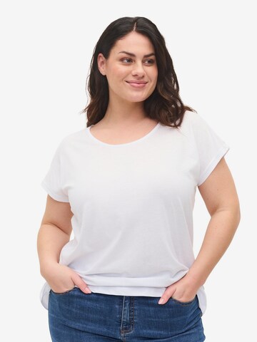 Zizzi - Camiseta 'Mkatja' en blanco: frente