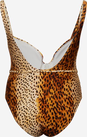 River Island Plus T-shirt Swimsuit in Brown