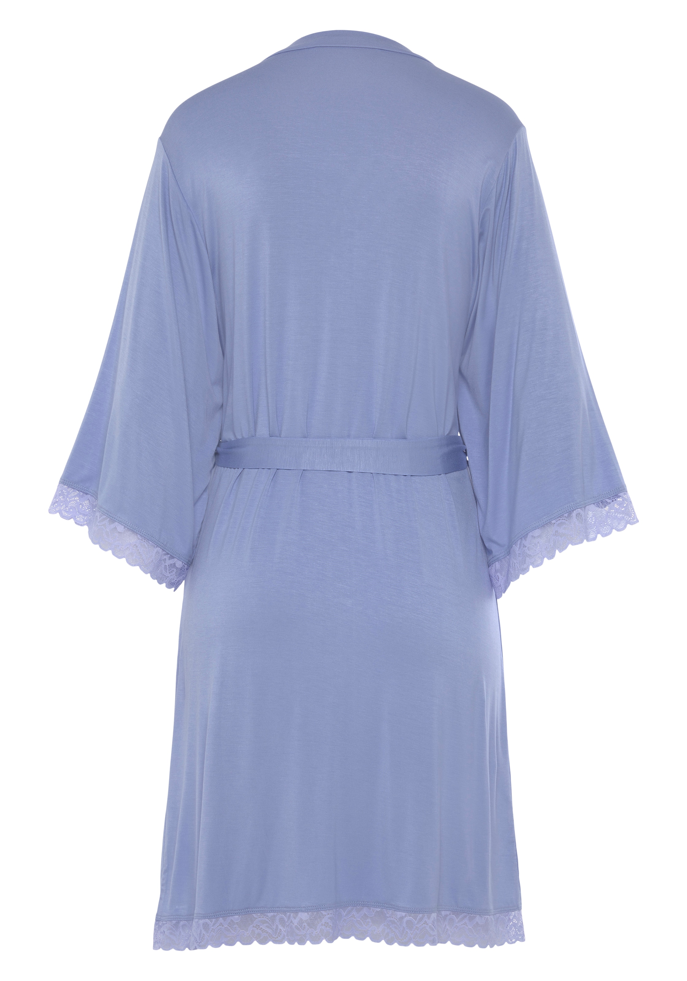 LASCANA Dressing Gown 'Summer Lace' in Blue: back