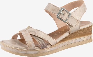 JANE KLAIN Strap Sandals in Beige: front