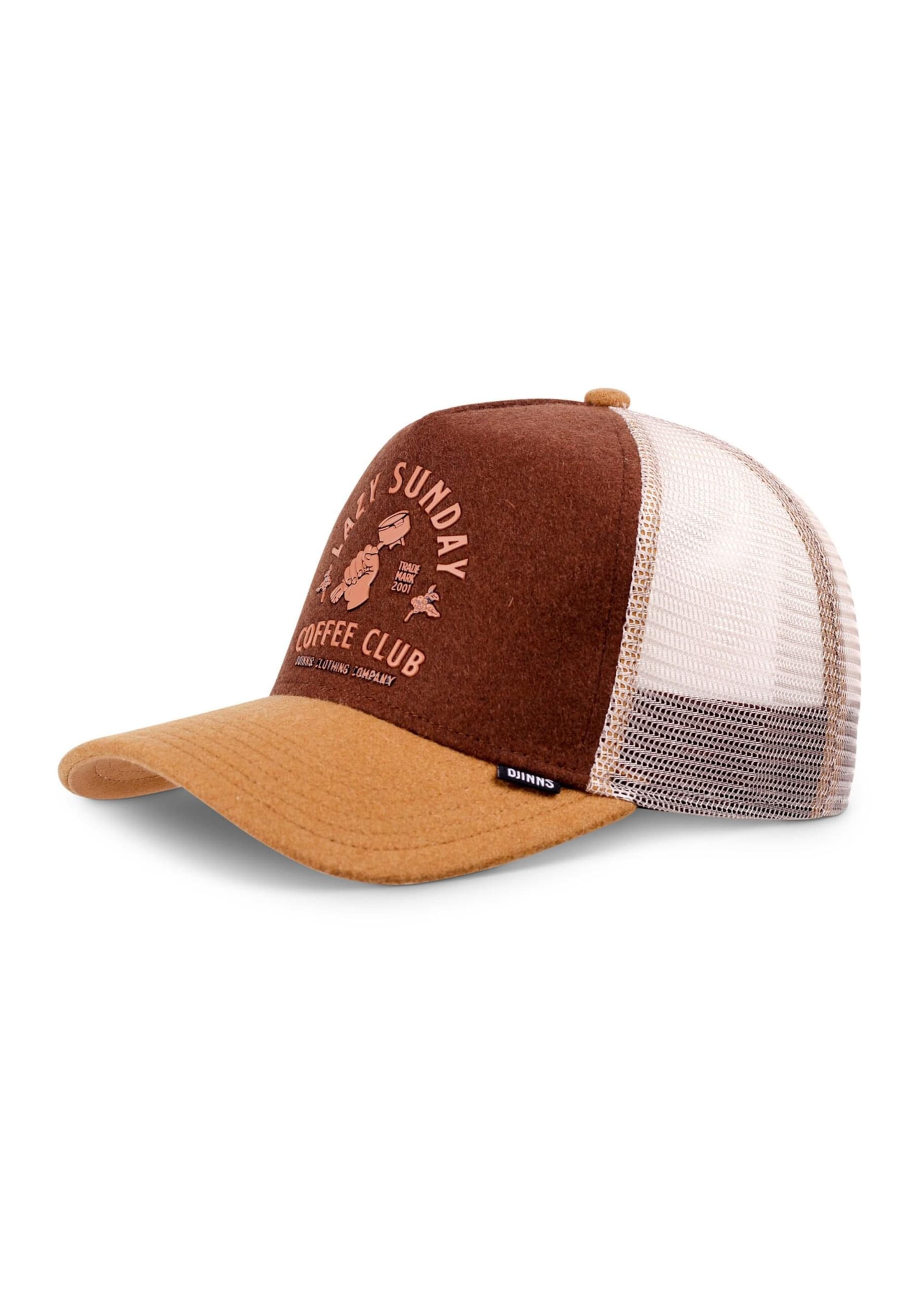 Cappello da baseball 'Lazy Barista' di DJINNS in beige: frontale