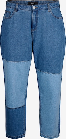 Zizzi - Tapered Calças de ganga 'Mille' em azul: frente