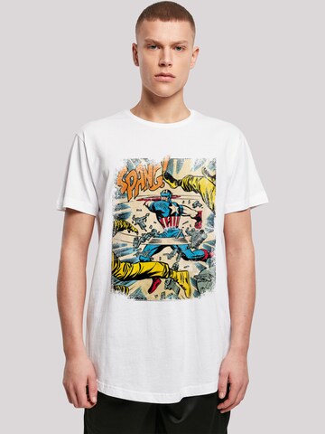 T-Shirt 'Marvel Captain America Spang' F4NT4STIC en blanc : devant