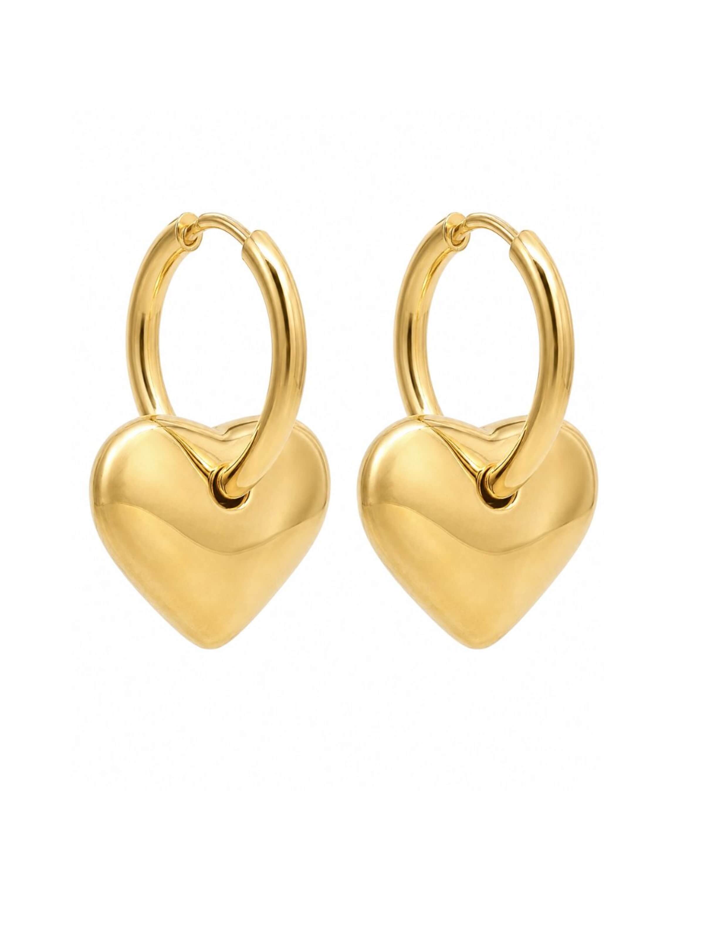 Fräulein Wunder - Pendientes 'Heart' en oro: frente