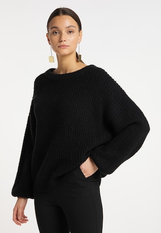 RISA Širok pulover | črna barva: sprednja stran