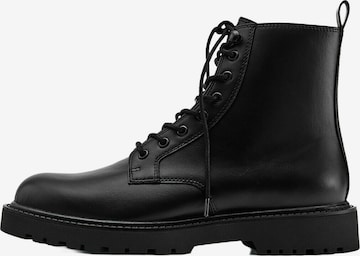 Pull&Bear Lace-up boots in Black: front