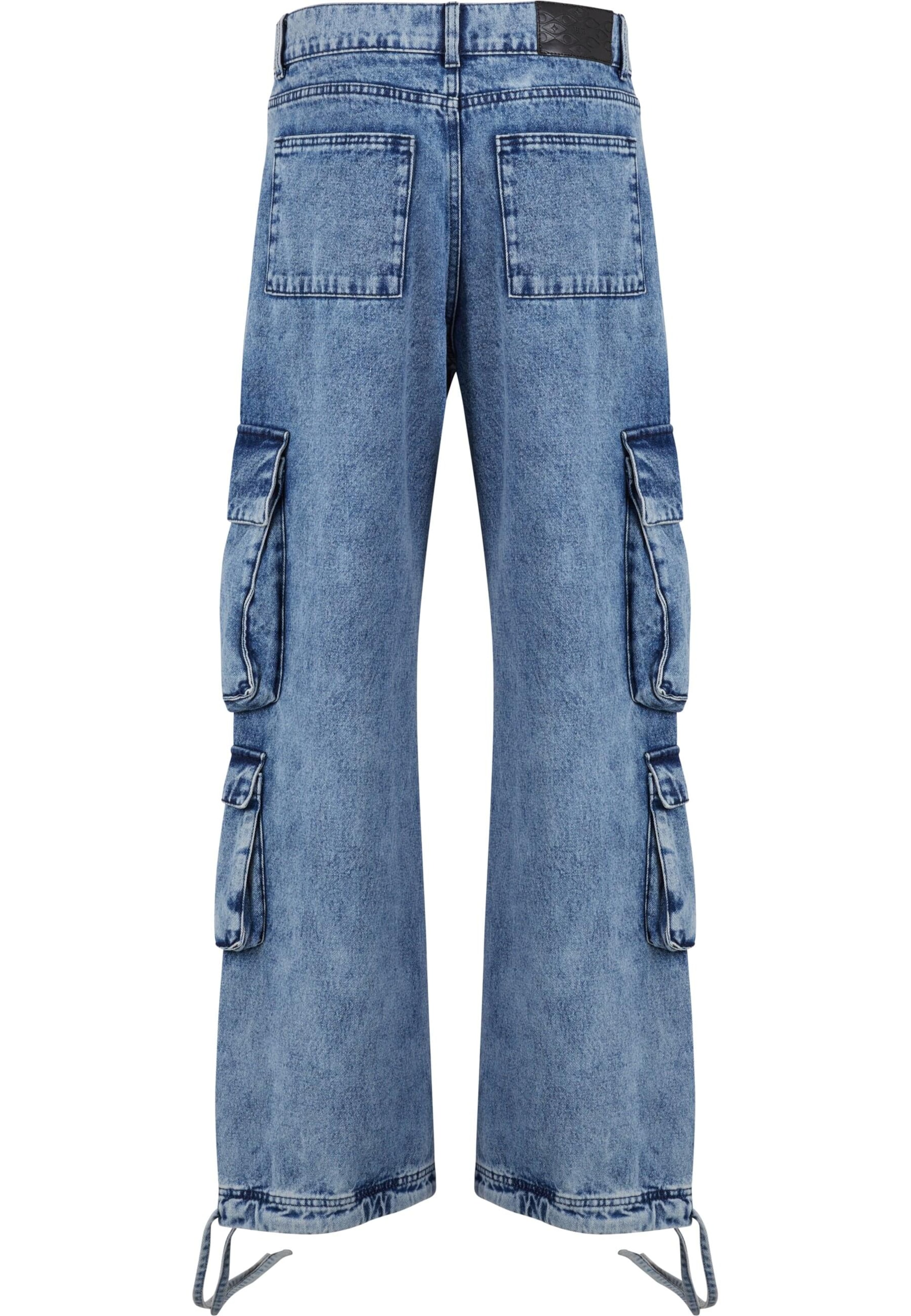 Pequs Loosefit Cargojeans i blå