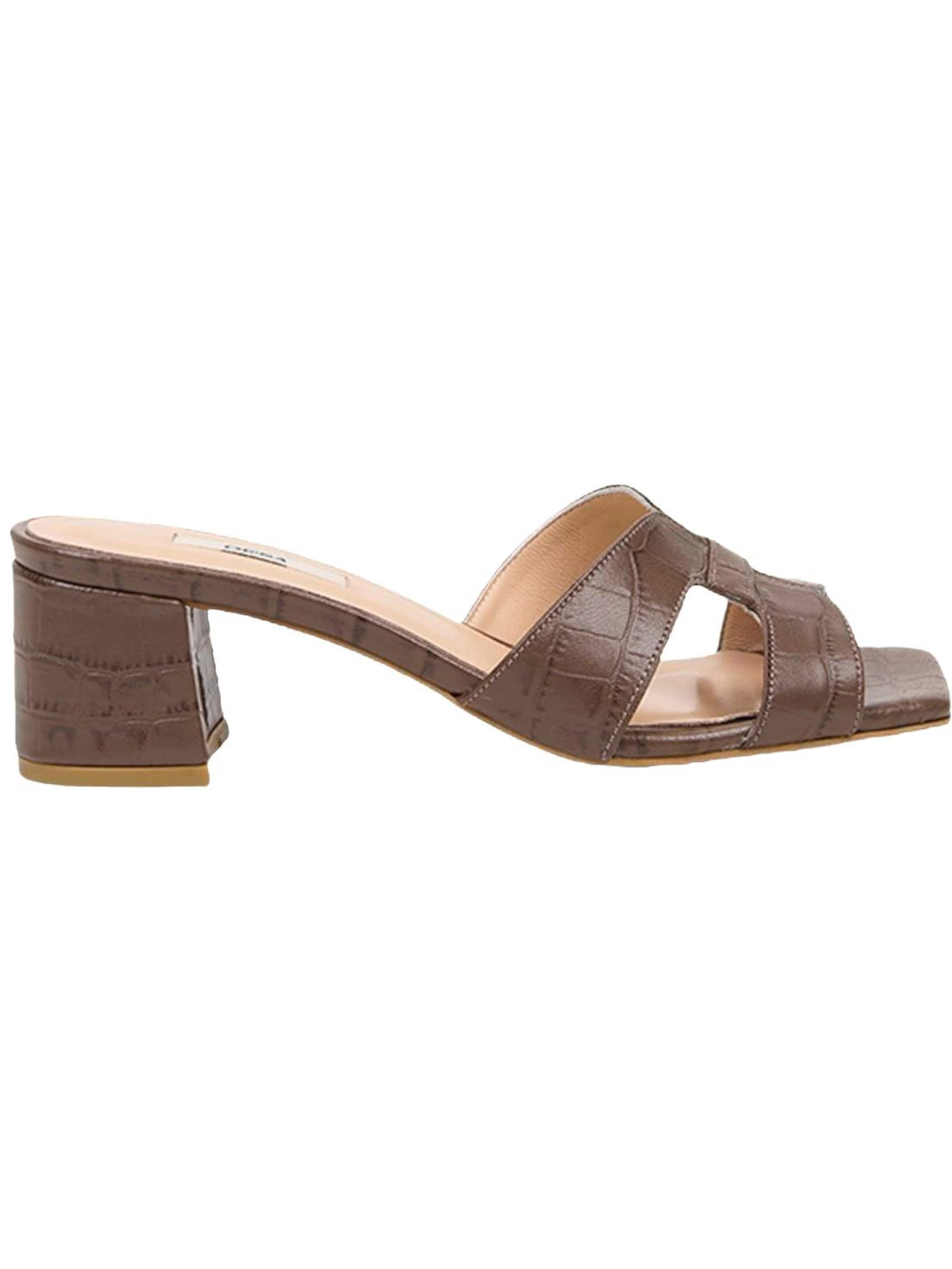 Desa - Zapatos abiertos 'DESA Damen-Sandalen aus Leder mit Kroko-Optik und Absatz' en marrón