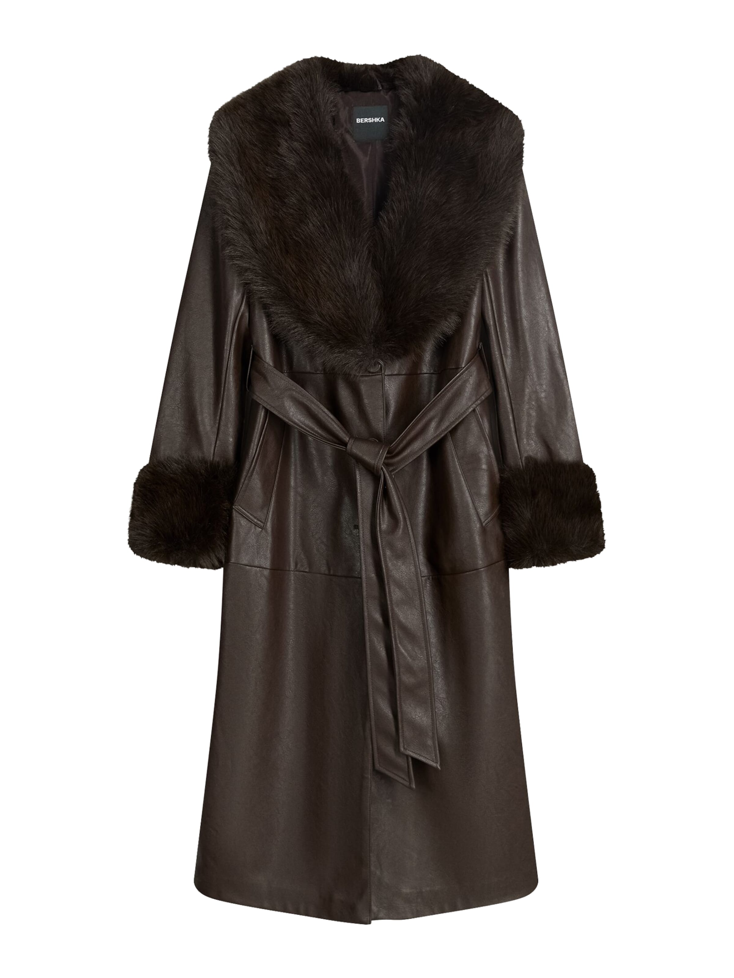 Bershka Płaszcz przejściowy w kolorze brązowy: przód