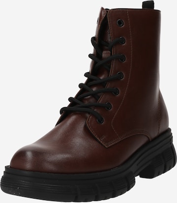 TOM TAILOR Lace-Up Ankle Boots in Brown: front