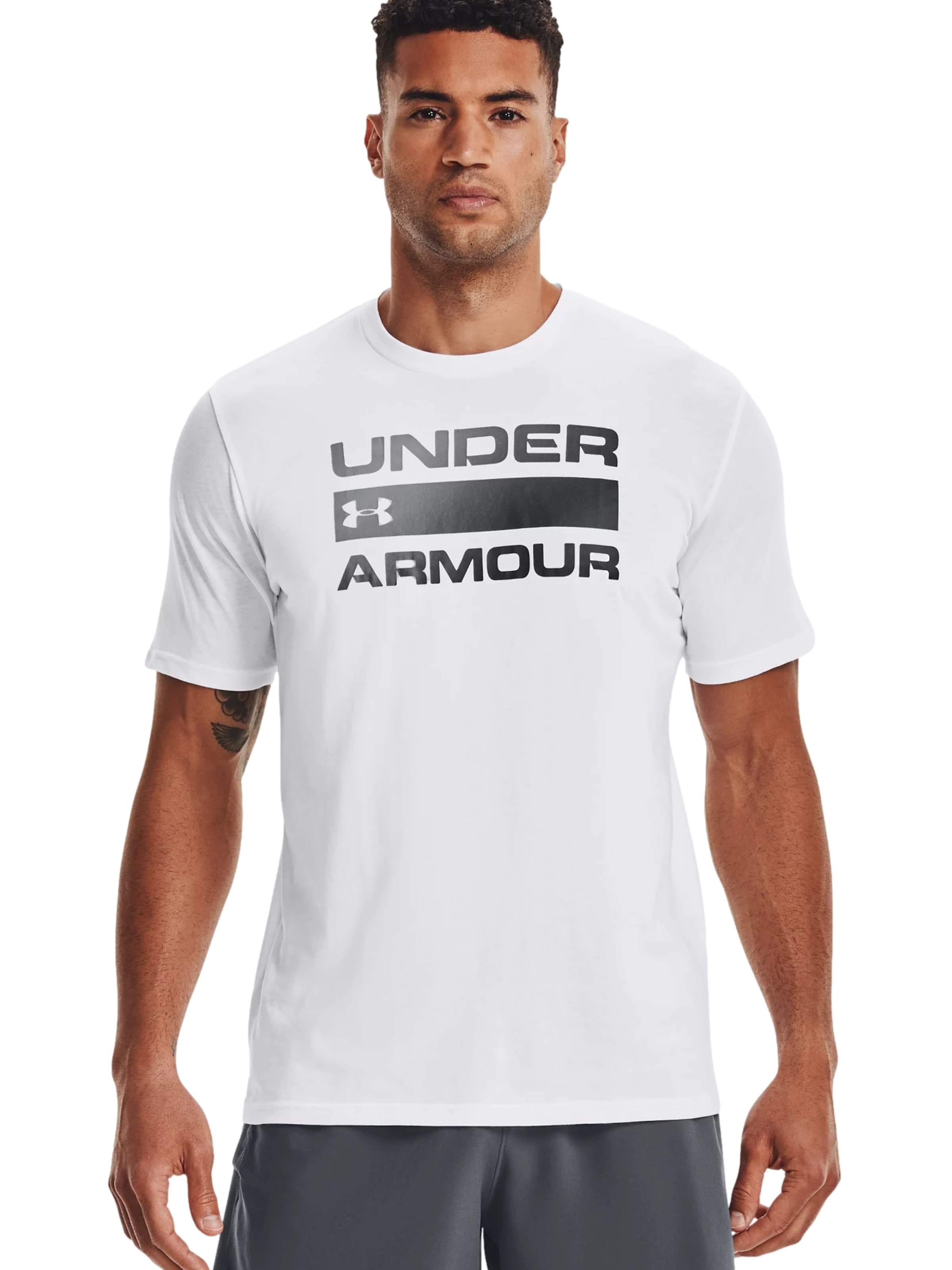 T-Shirt 'Team Issue Wordmark' UNDER ARMOUR en blanc : devant