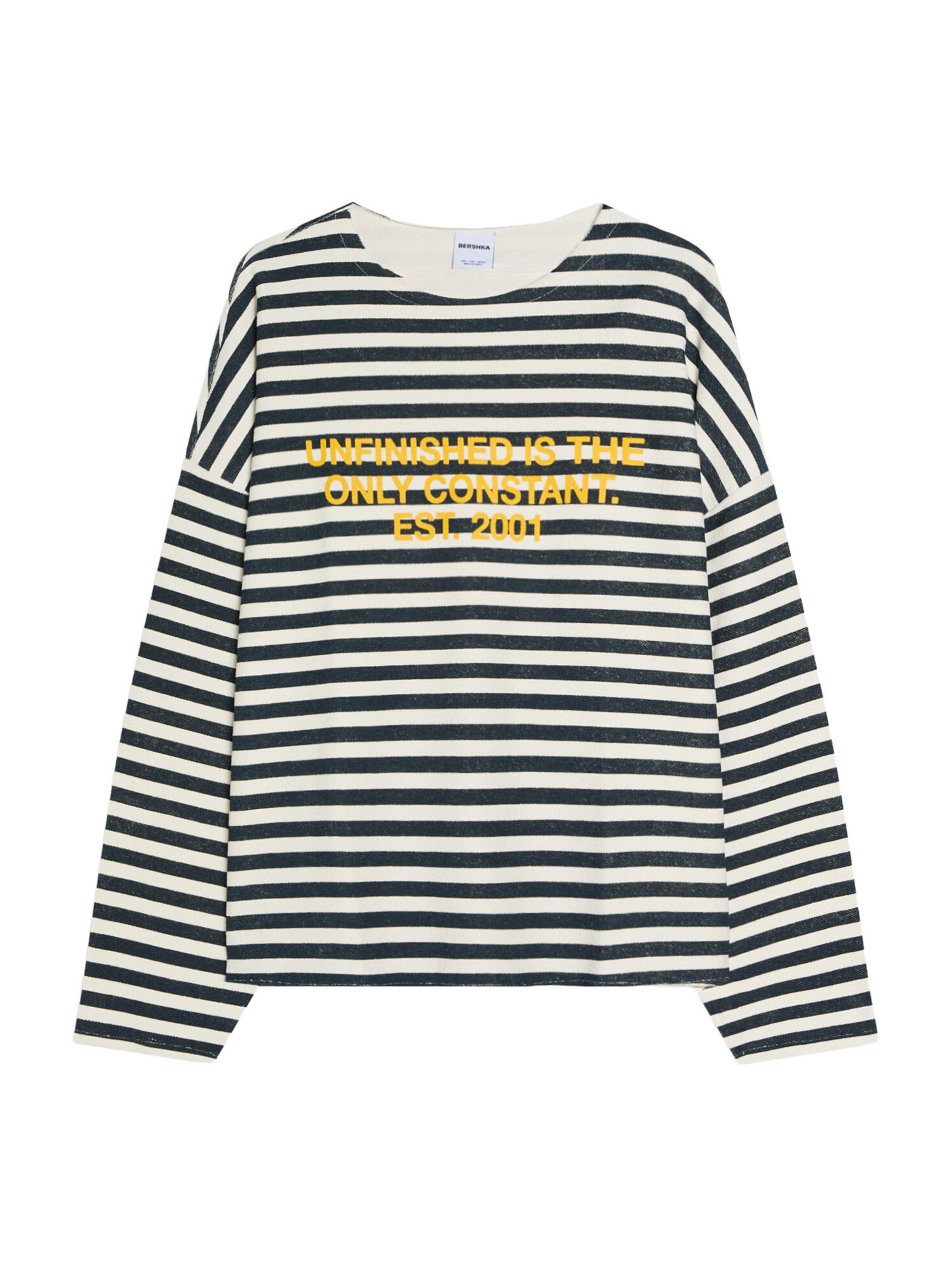 Bershka Majica | mornarska / rumena / bela barva, Prikaz izdelka