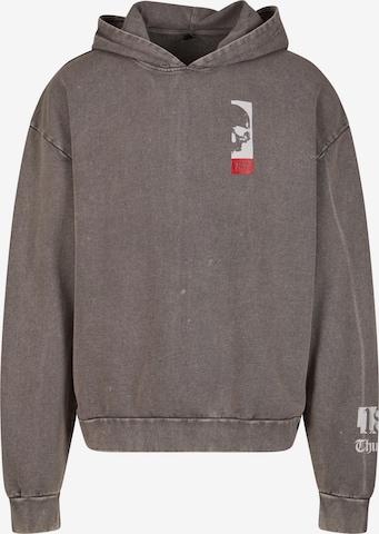 Thug Life Sweatshirt 'Trojan Horse' in Grey: front