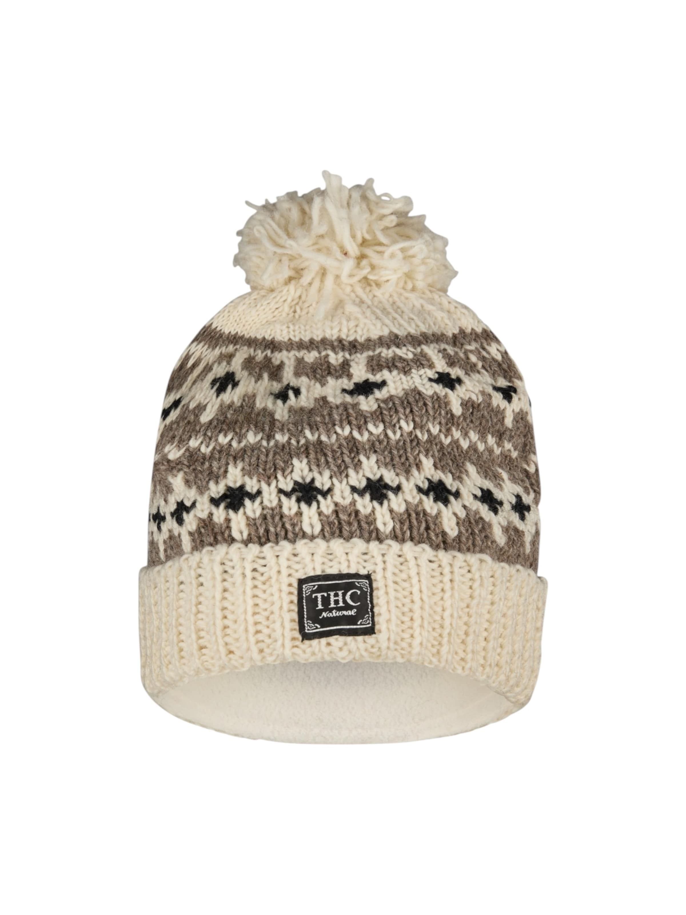 THC Natural Line Beanie 'THC  507' in Beige: front