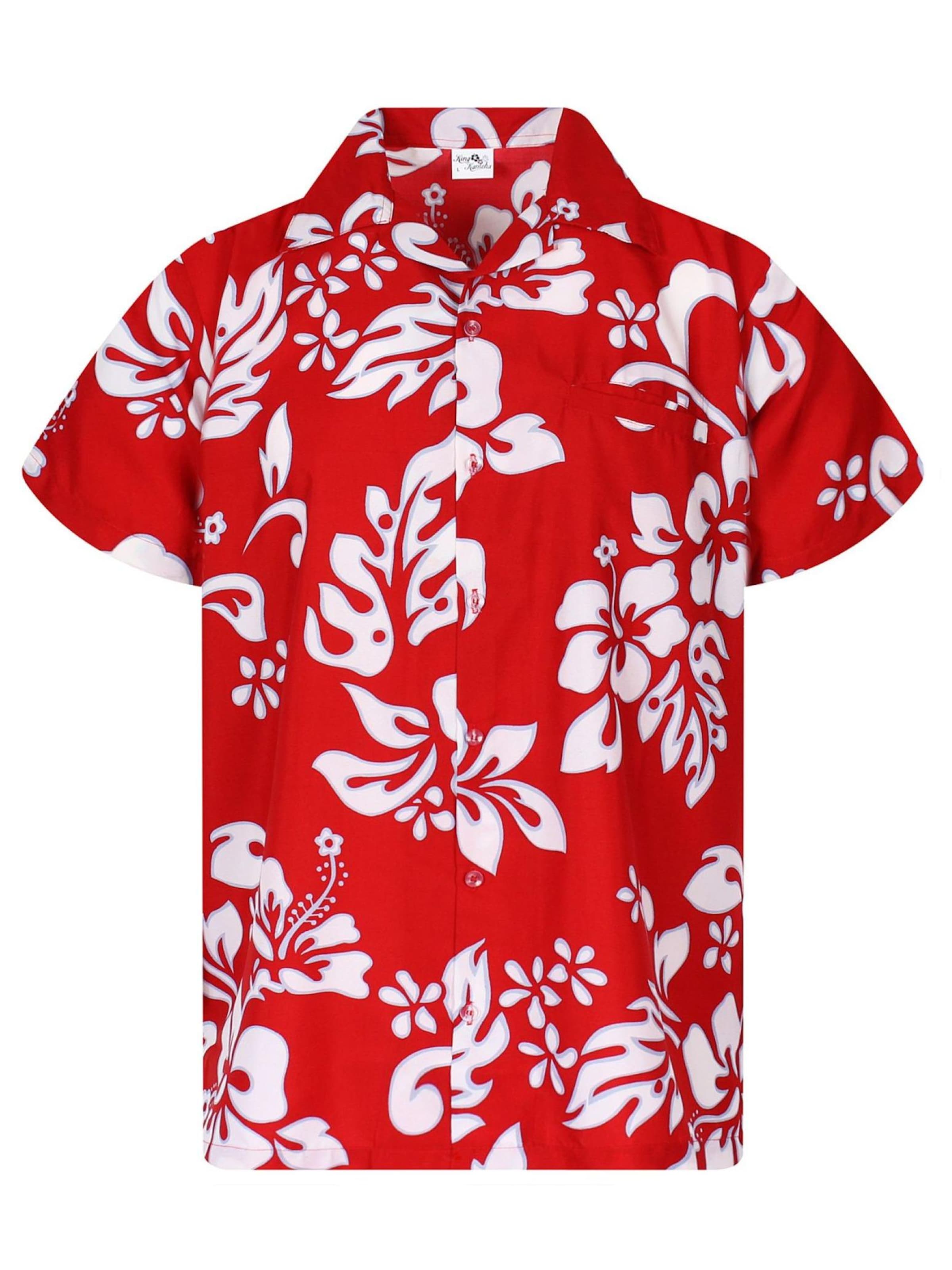 King Kameha Shirt 'Hibiscus'‌‌‌‌‌ in Rot: Vorderseite