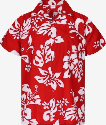King Kameha Shirt 'Hibiscus' in Rot: Vorderseite