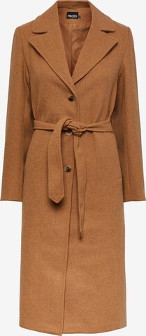 PIECES Between-Seasons Coat 'Josie' in Brown: front