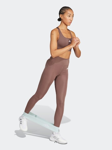 ADIDAS PERFORMANCE Skinny Fit Спортен панталон 'Opt Ess' в кафяво: отпред