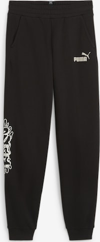Effilé Pantalon de sport 'ESS+' PUMA en noir : devant