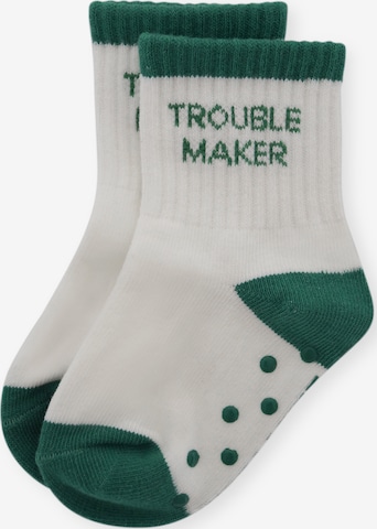 Pippa & Piet Socken 'Trouble Maker' in Grün: Vorderseite