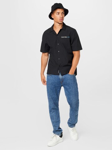 Calvin Klein Jeans Regular Fit Hemd 'SPLASH' in Schwarz