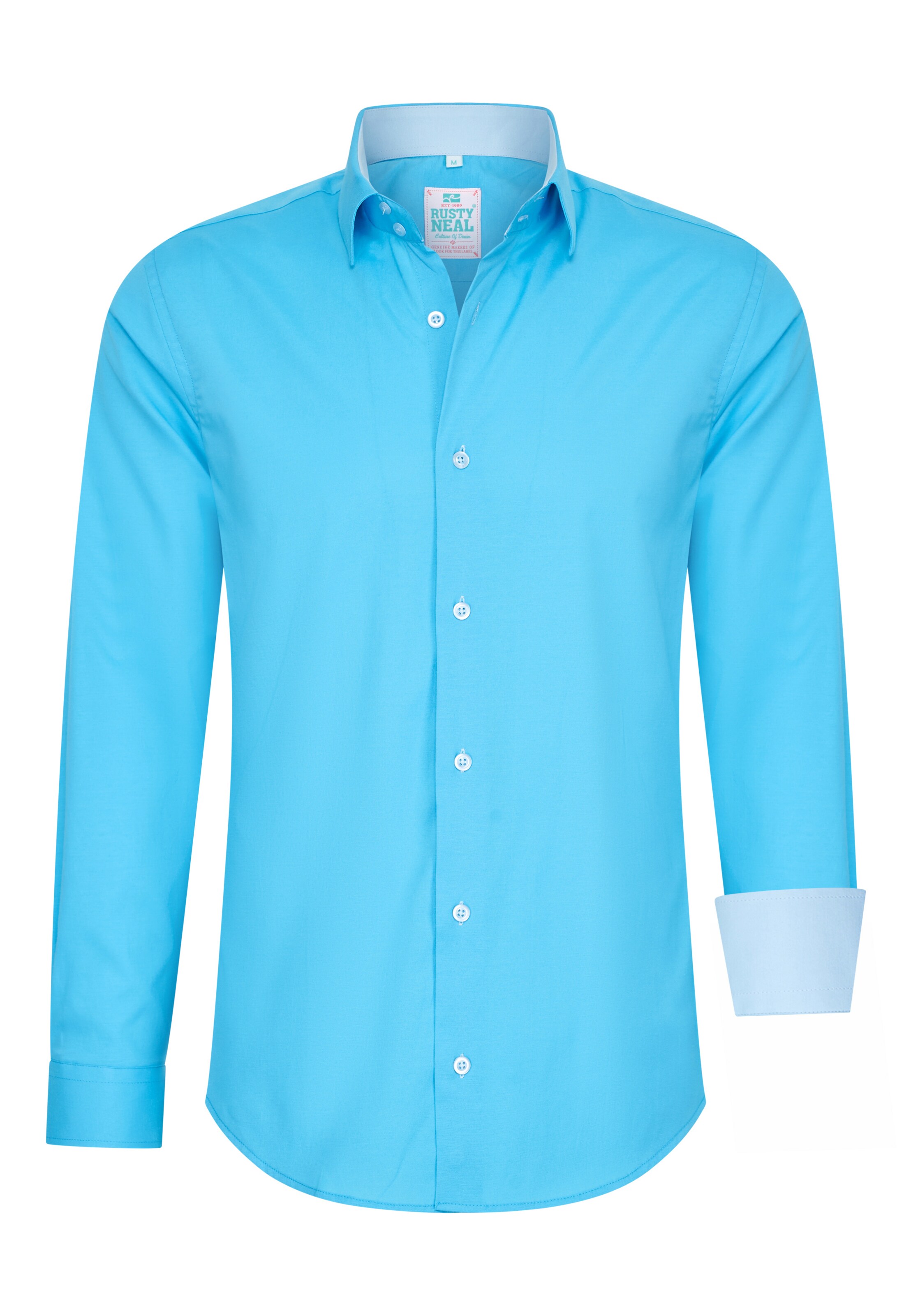 Rusty Neal Slim Fit Hemd in Blau: Vorderseite