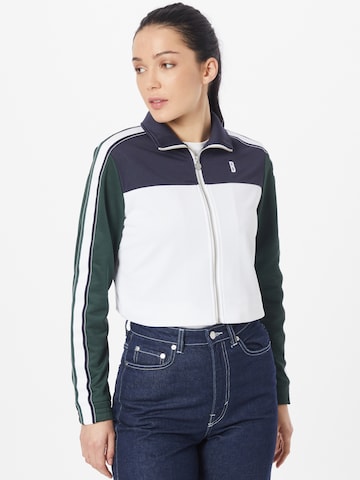 BJÖRN BORG Athletic Zip-Up Hoodie 'ACE MAGGIE' in White: front