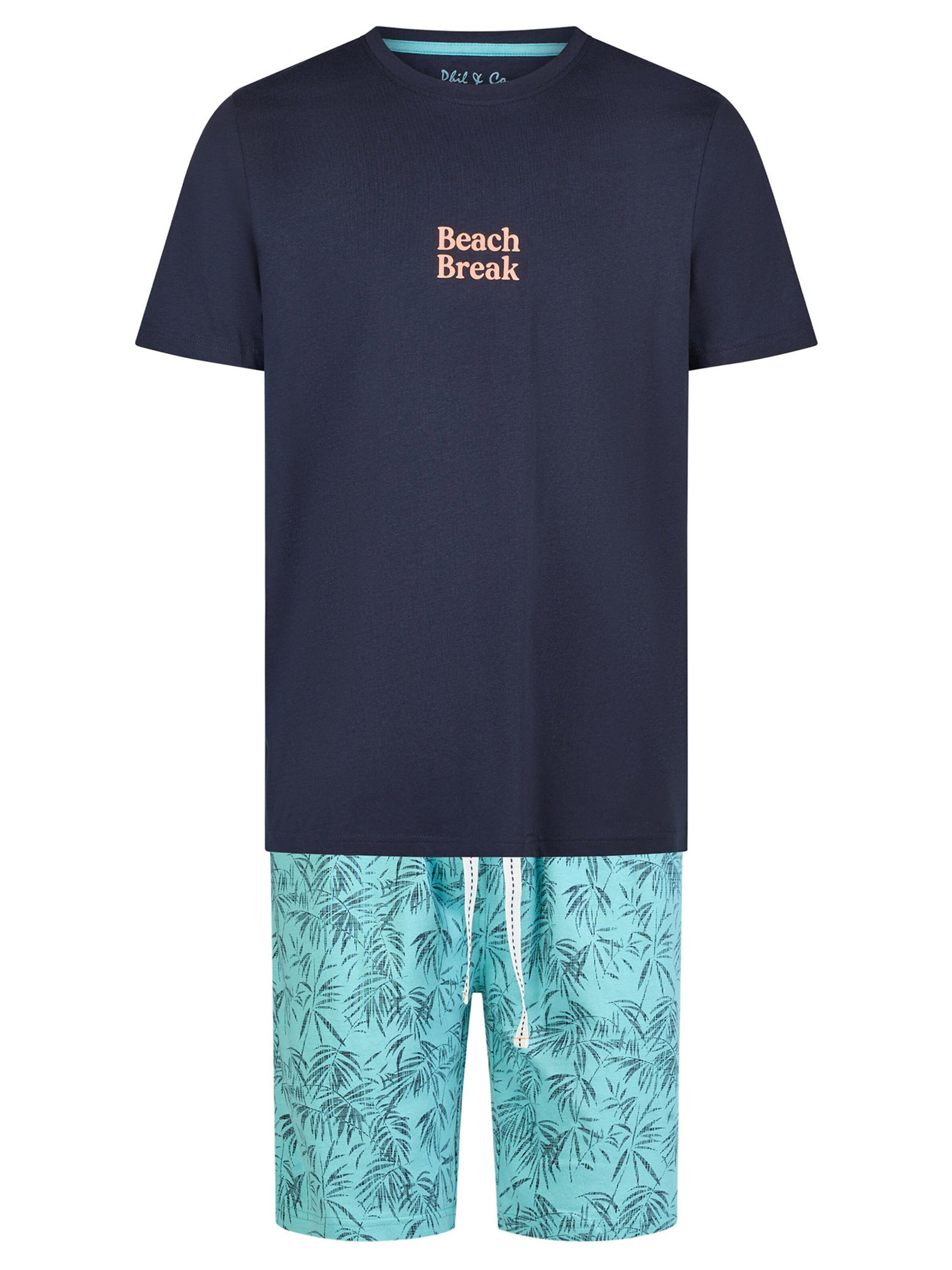 Phil & Co. Berlin Pajama short ' Classics ' in Blue: front