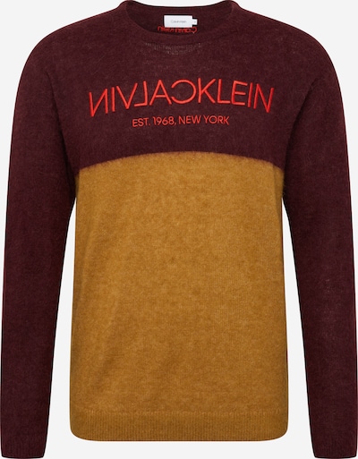 Calvin Klein Trui in de kleur Honing / Wijnrood, Productweergave