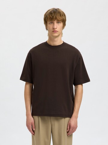 SELECTED HOMME Футболка 'SLHOSCAR' в Коричневый: спереди