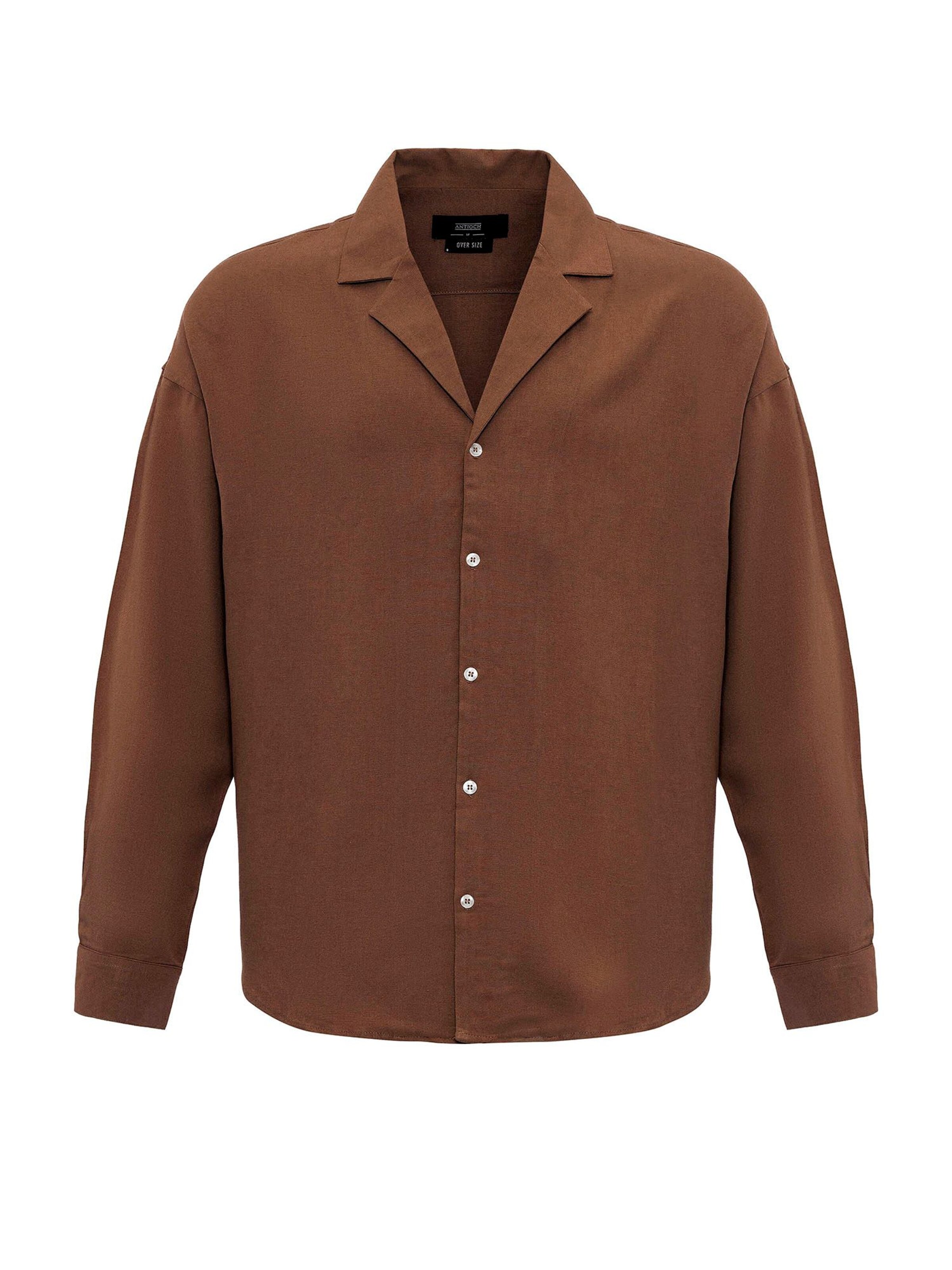 Antioch Regular fit Риза в кафяво: отпред