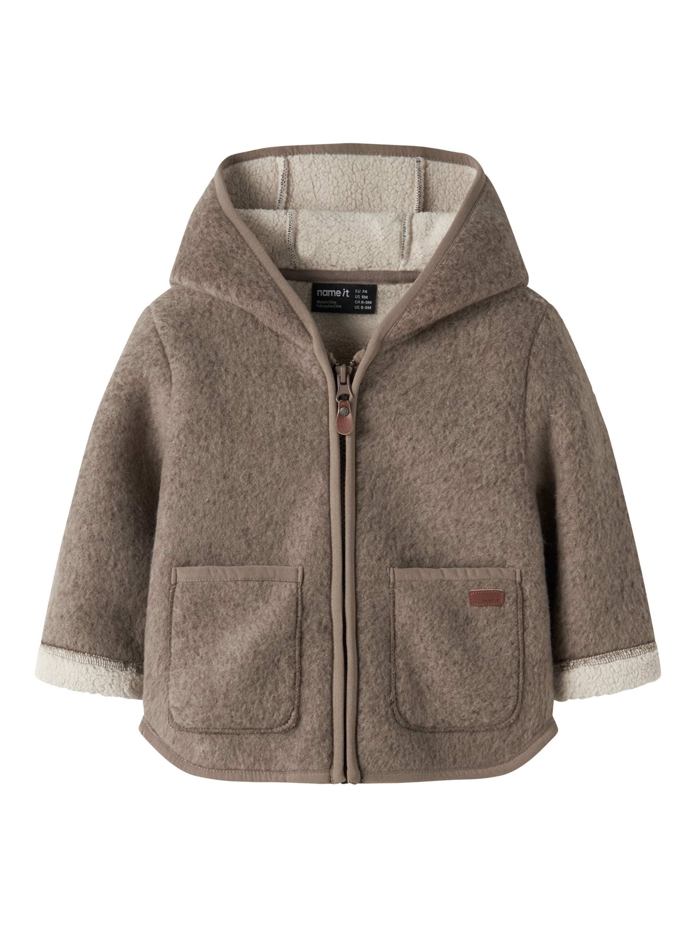 NAME IT Fleece jas 'NBNMILY' in Bruin: voorkant